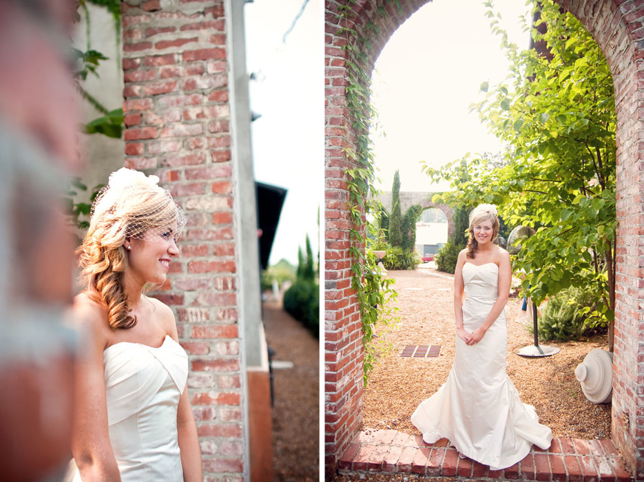 wedding dress with birdcage veil