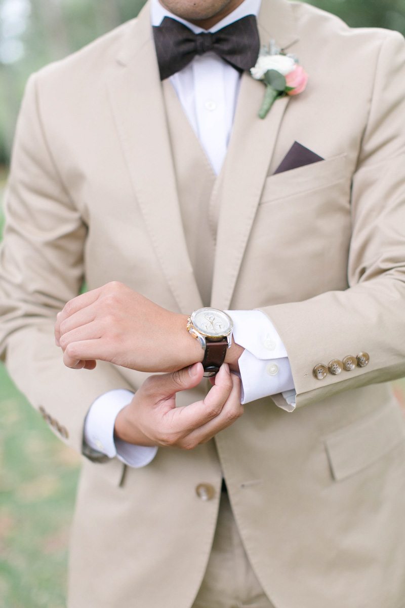 tan suit for beach wedding