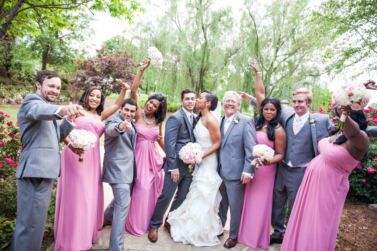 grey and blush groomsmen